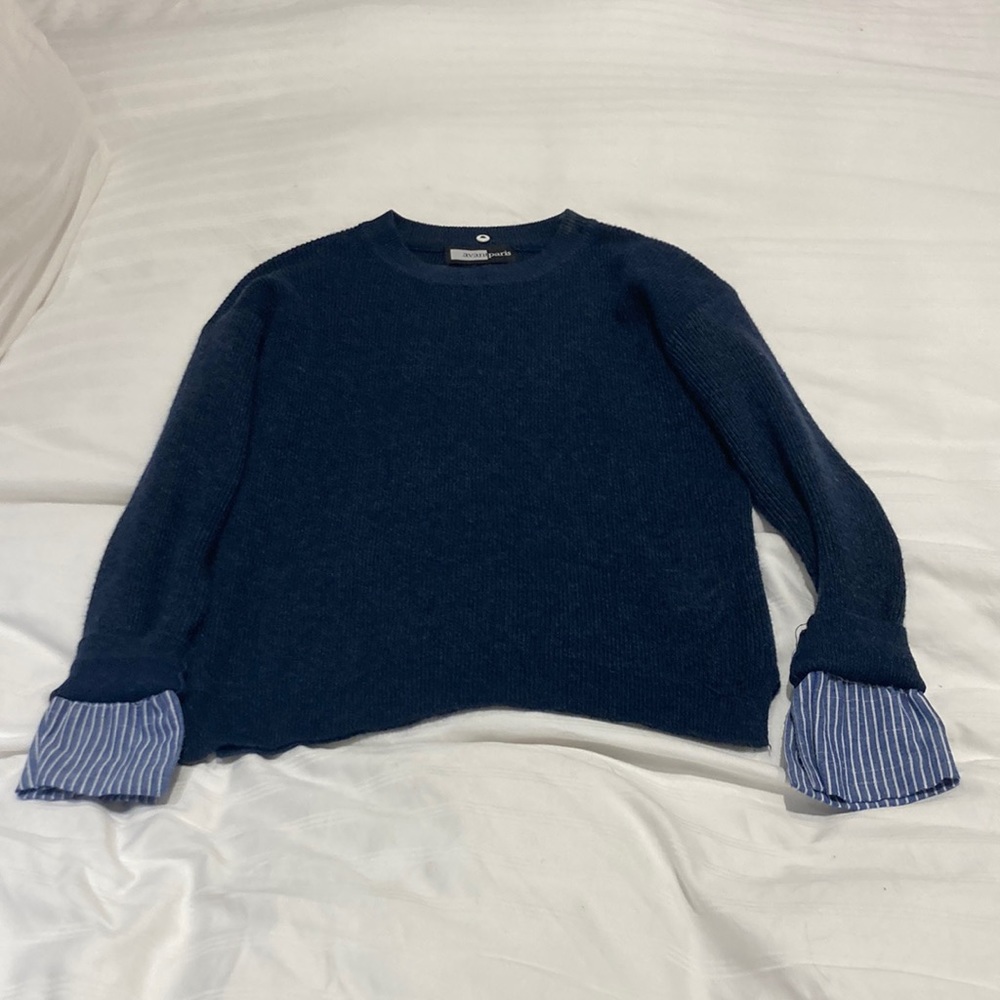 “Preppy” Avant Paris sweater with shirt sleeves sewn in